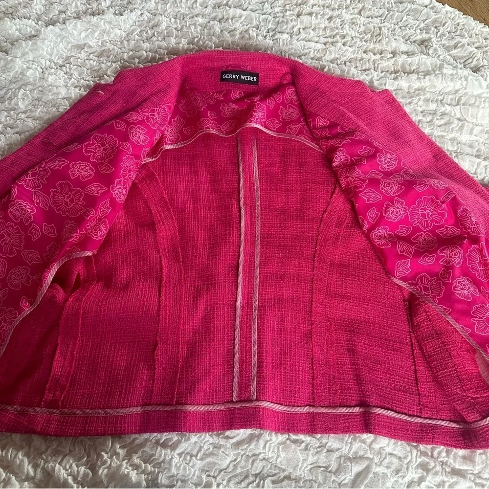 Pink Textured Blazer Jacket Womens Size 12 Workwear Lined Button Front